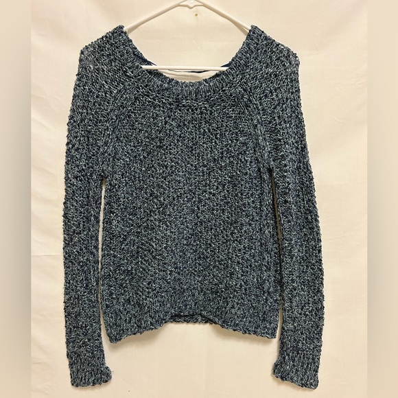 Free People‎ Marled Blue Sahara Star Crew Neck Long Sleeve Sweater Size XS - Picture 1 of 7